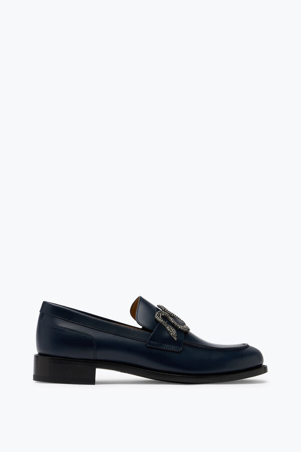jeweled morgana blue loafer with black matte crystal 20 rene caovilla