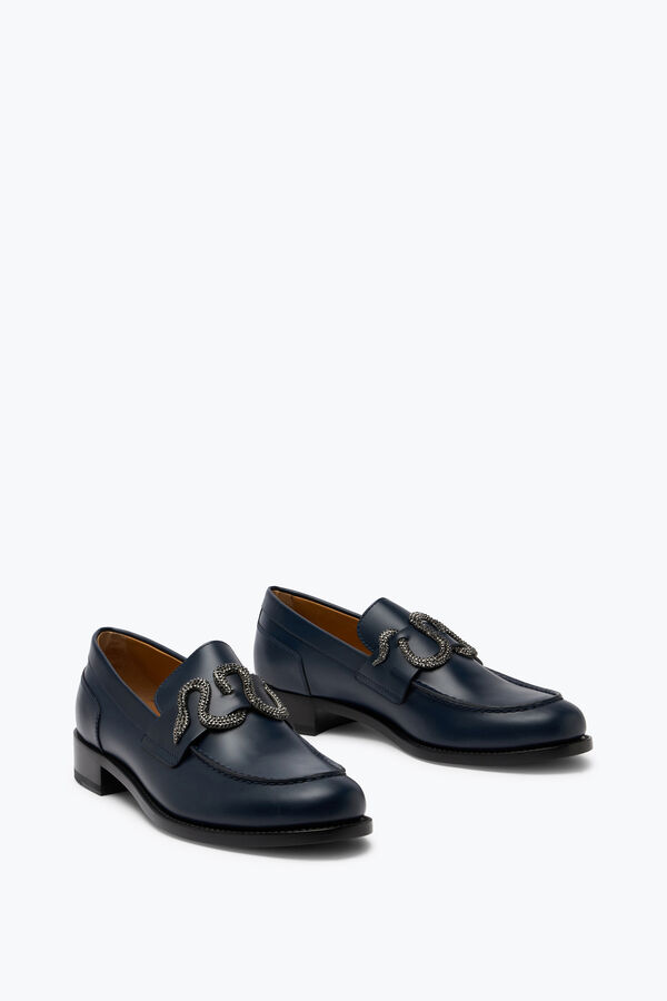 jeweled morgana blue loafer with black matte crystal 20 rene caovilla