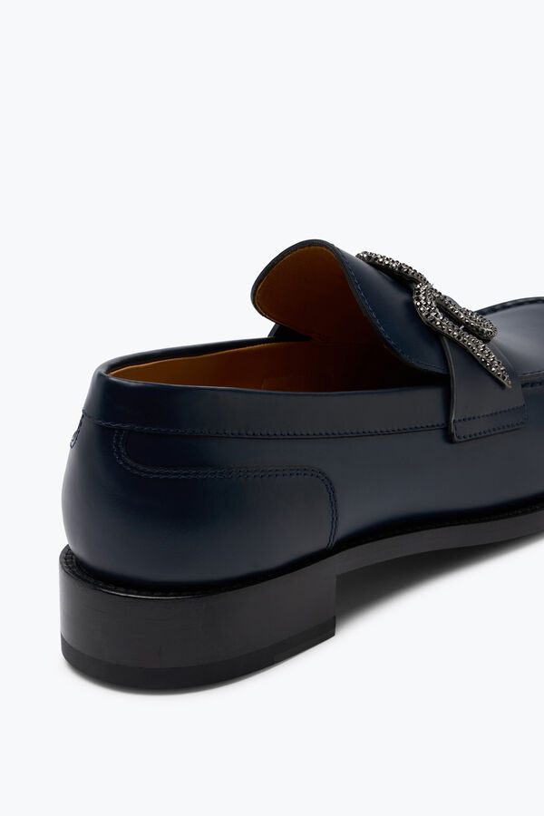 jeweled morgana blue loafer with black matte crystal 20 rene caovilla