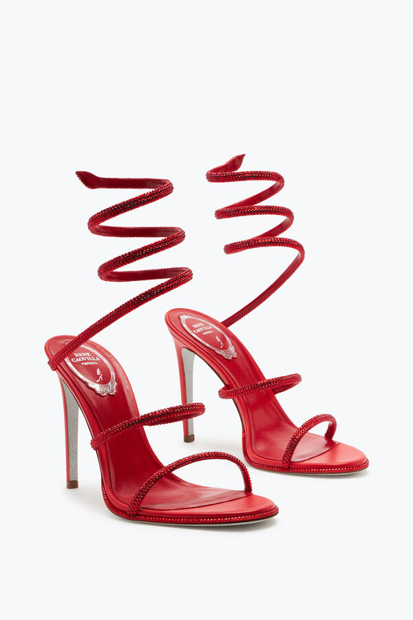jeweled cleo red sandal with crystal 105 rene caovilla