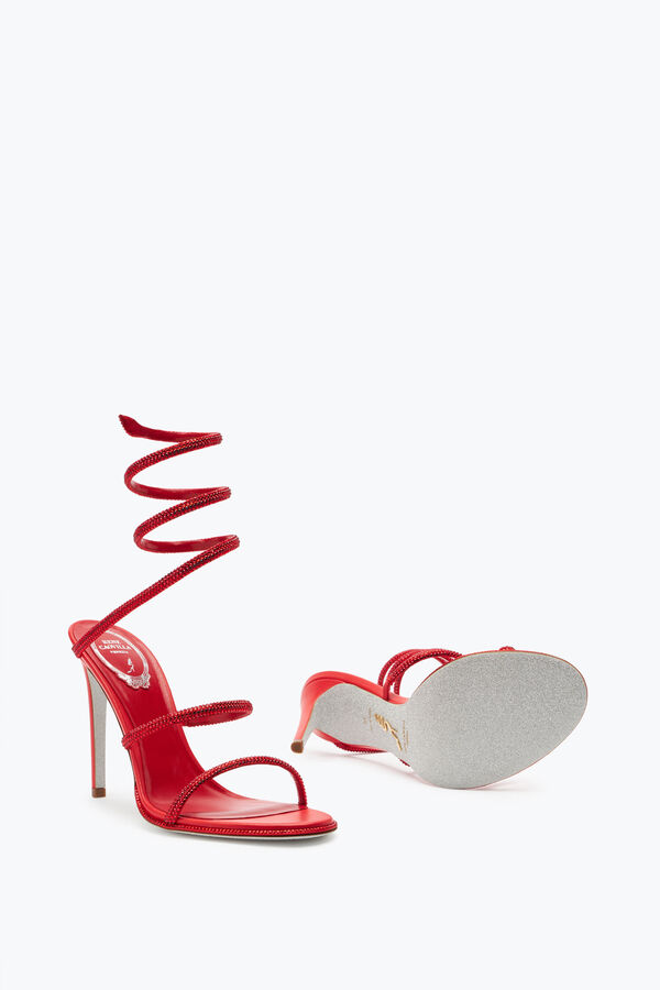 jeweled cleo red sandal with crystal 105 rene caovilla