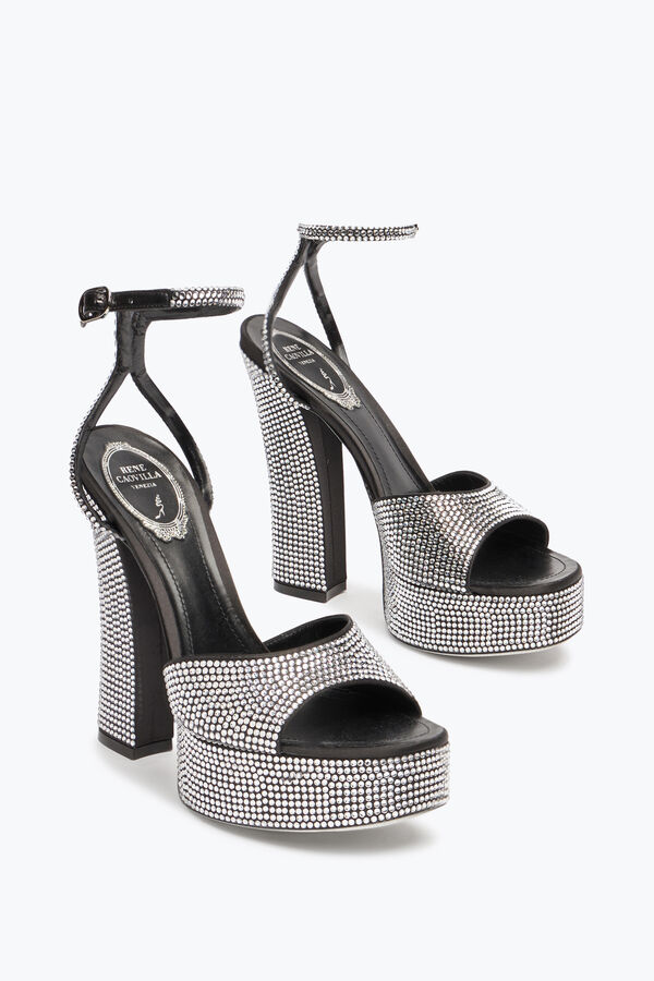 jeweled helsa black platform sandal with crystals 140 rene caovilla
