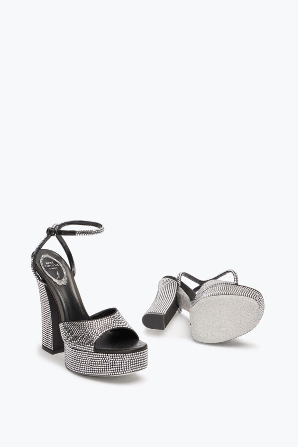 jeweled helsa black platform sandal with crystals 140 rene caovilla