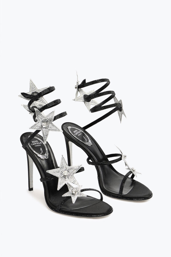jeweled cleo star black silver sandal 105 rene caovilla