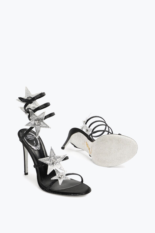 jeweled cleo star black silver sandal 105 rene caovilla